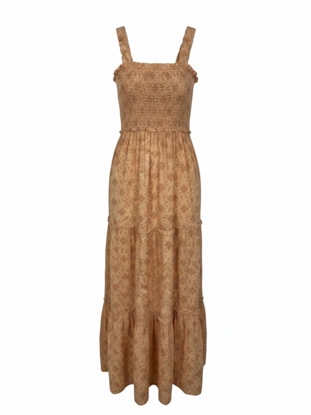 Roxy 100% Cotton Tiered Maxi Dress Medallion Print Size Small